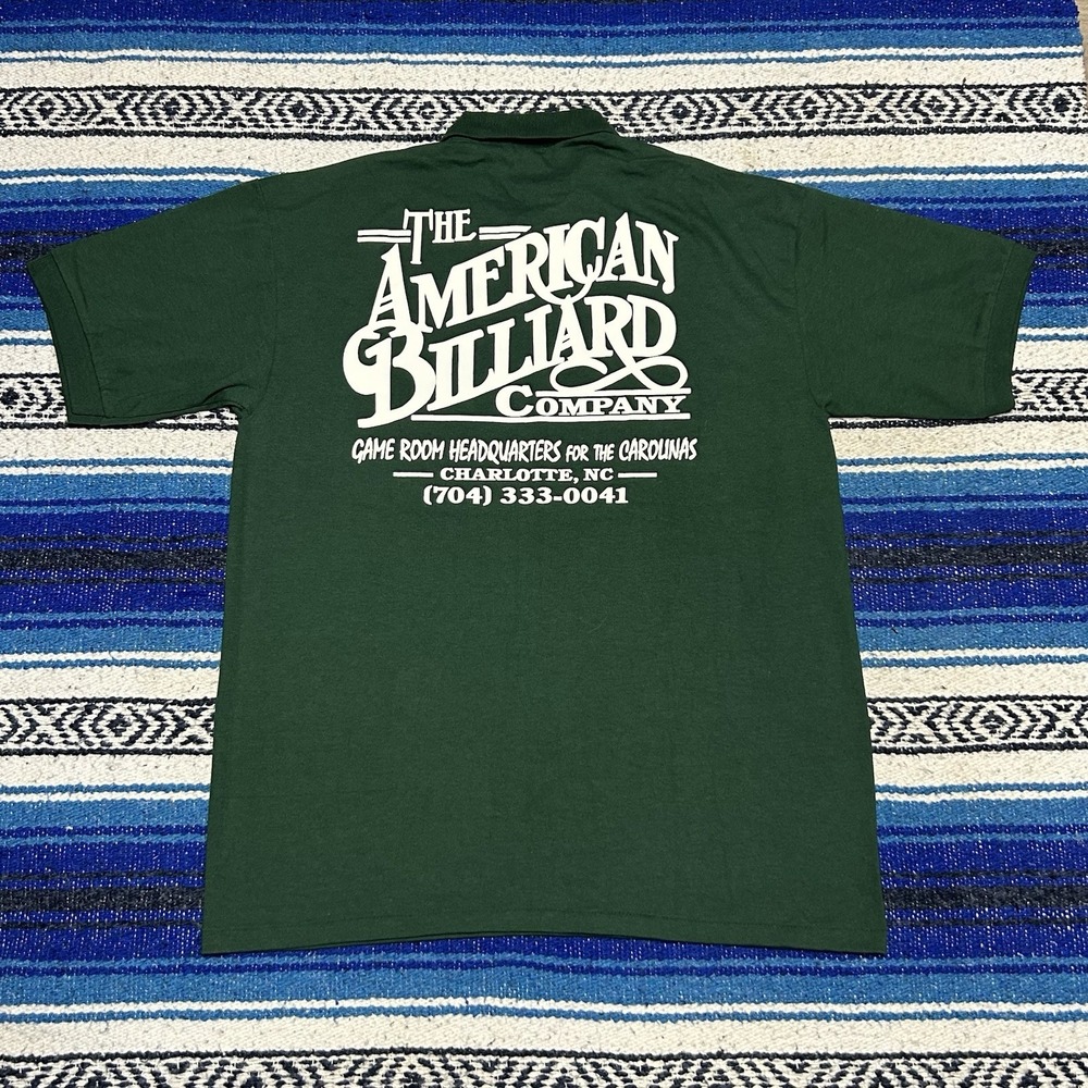 Vintage 90s American Billiard Company Polo Shirt Men's Large Charlotte NC USA